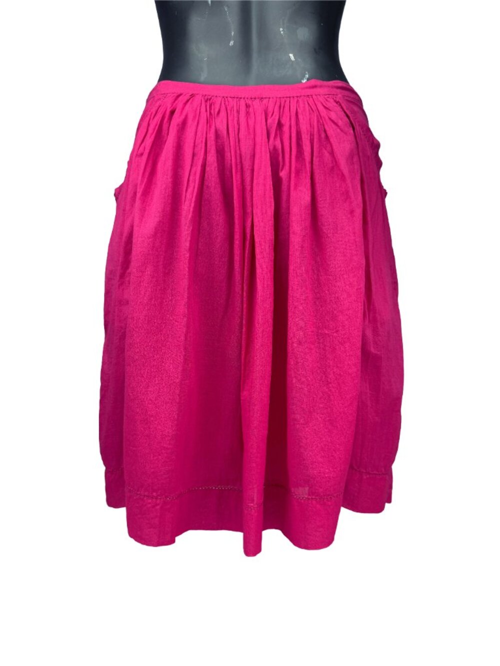ISABEL MARANT 100% Cotton Fuchsia Bubble Gum Pink Pleatedβ Midi Skirt Size 1 - Picture 4 of 11